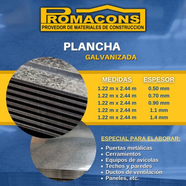 PLANCHA TOOL GALVANIZADO - Imagen 2